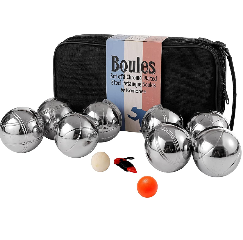 8 Boules Petanque Bowls Set Luxury Polished Chrome