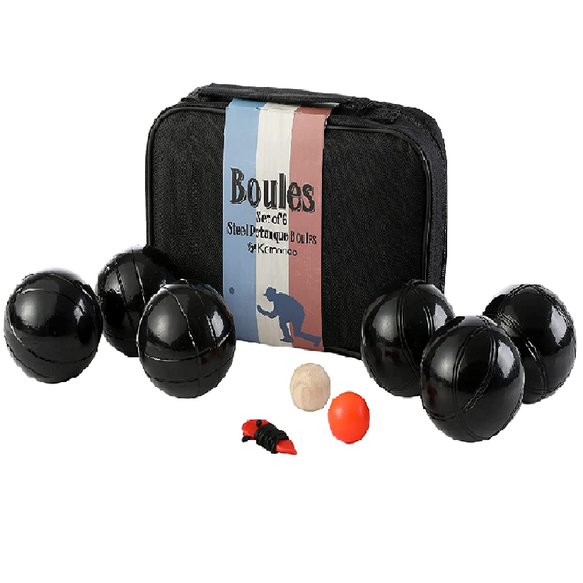 6 Boules Petanque Bowls Set Luxury Polished Black