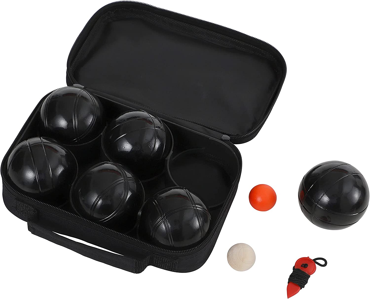 6 Boules Petanque Bowls Set Luxury Polished Black