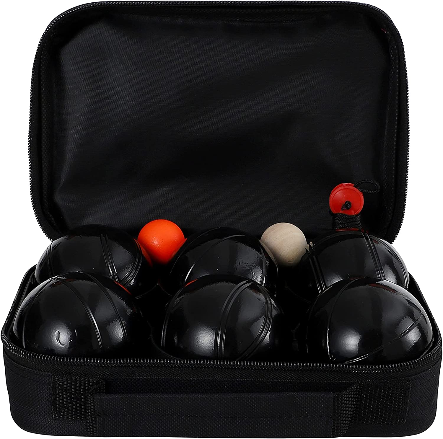 6 Boules Petanque Bowls Set Luxury Polished Black