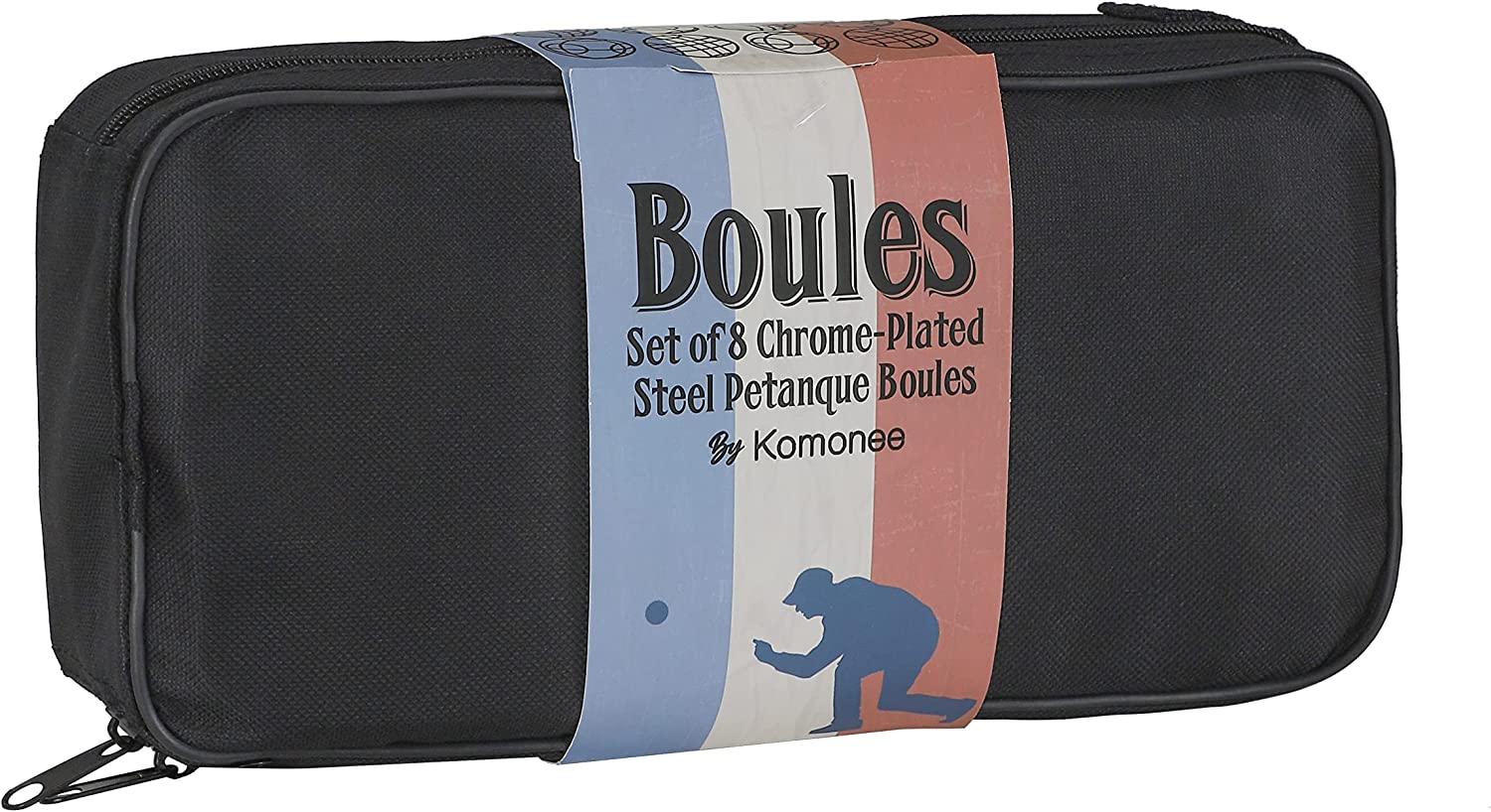 Komonee 8 Boules Petanque Bowls Set Luxury Polished Mix Coloured Stainless Steel Balls