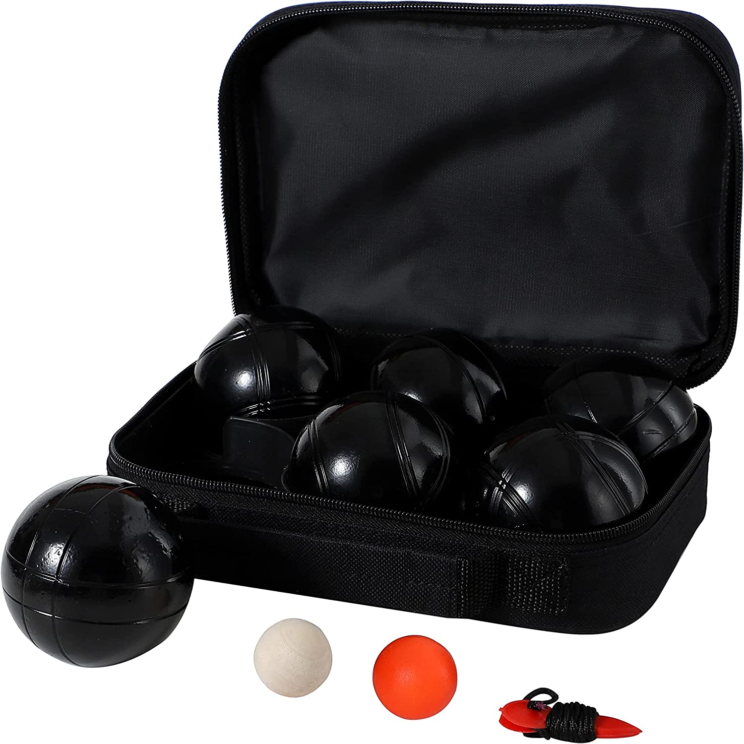 6 Boules Petanque Bowls Set Luxury Polished Black