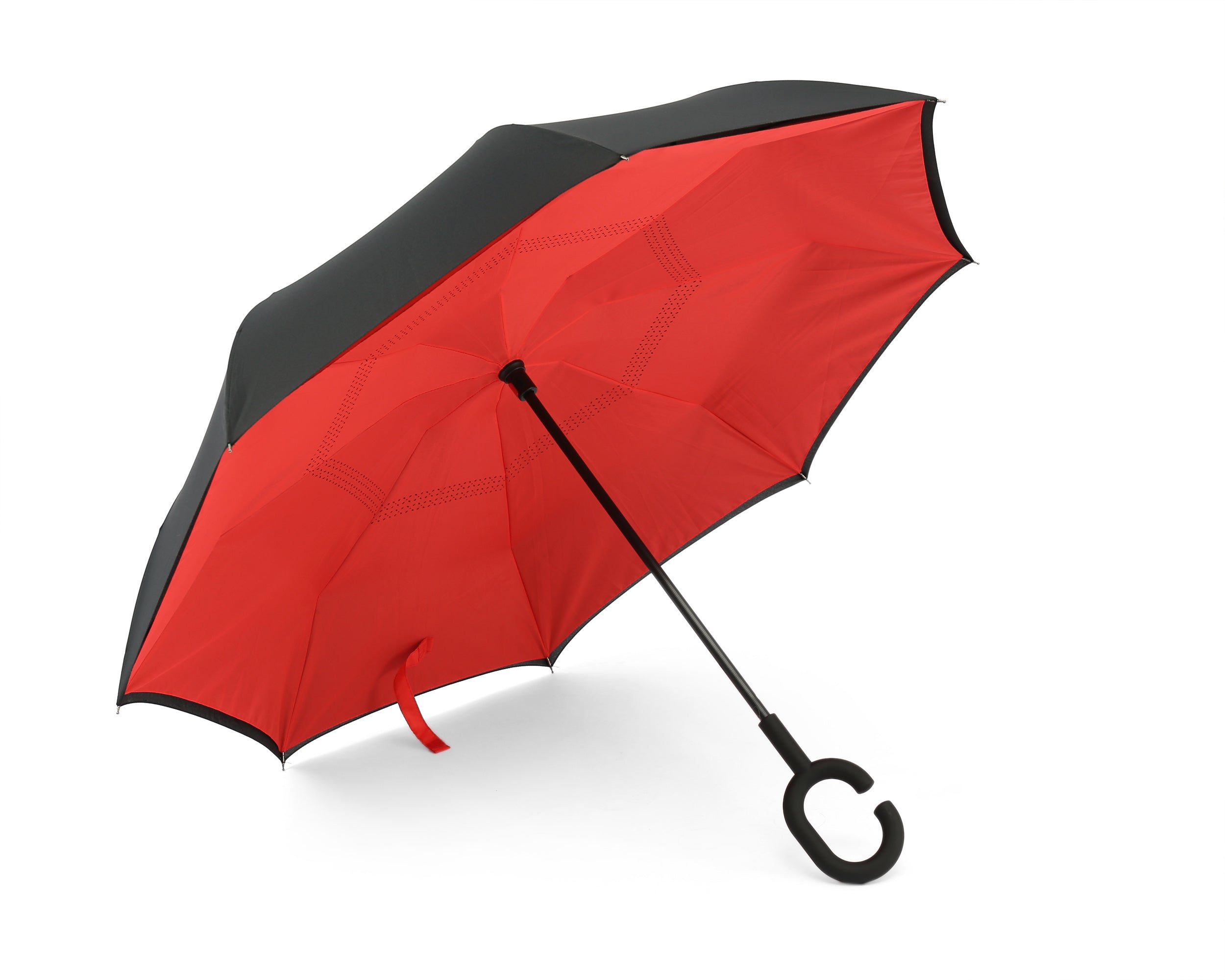 Strong Self Standing Windproof Umbrella Black and Red